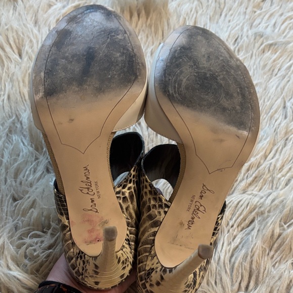 Sam Edelman White and Brown Snakeskin Heels - Picture 5 of 5